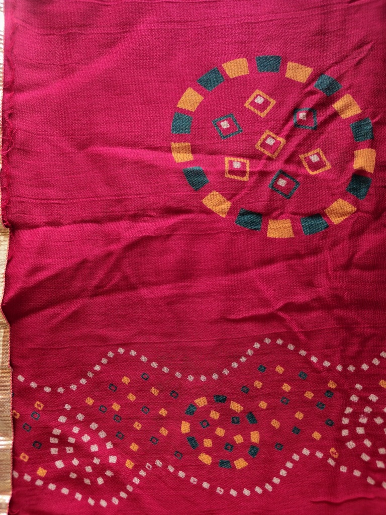 Vibrant Red Cotton Dupatta with Gold Zari Border