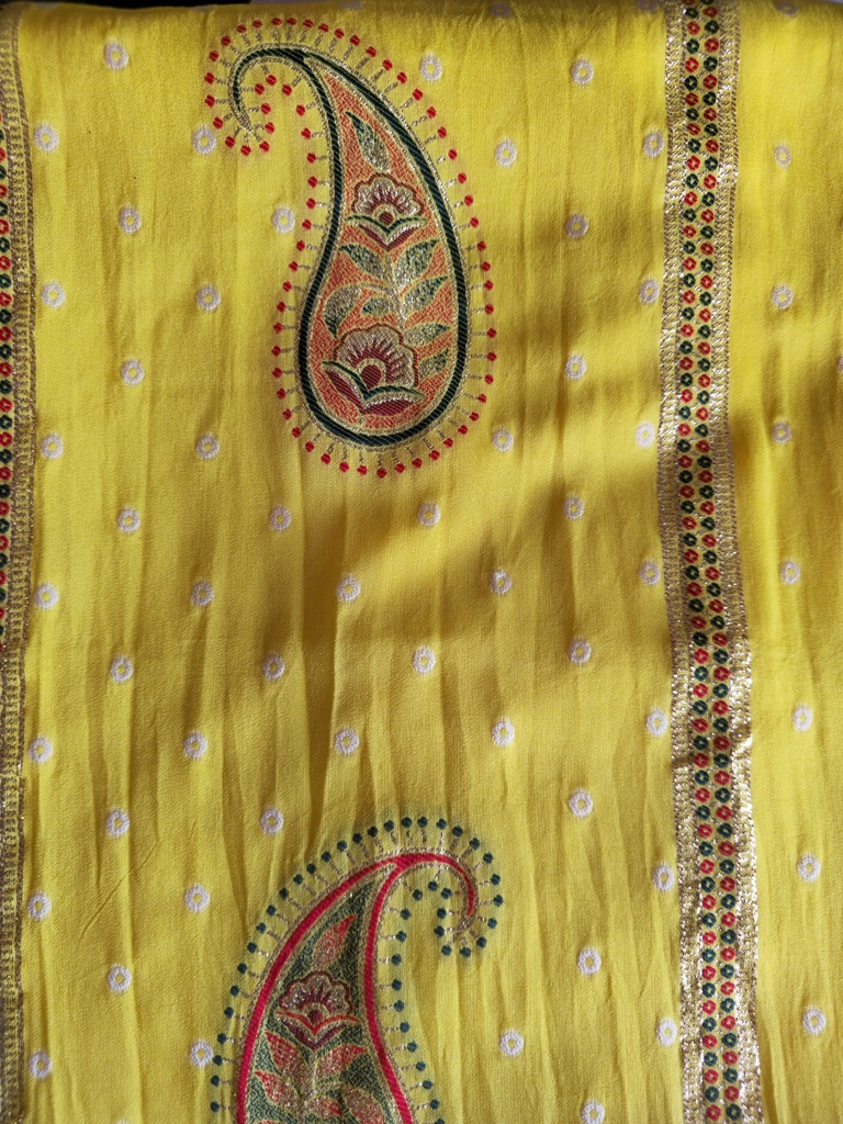 Ombre Paisley Silk Unstitched Suit Set