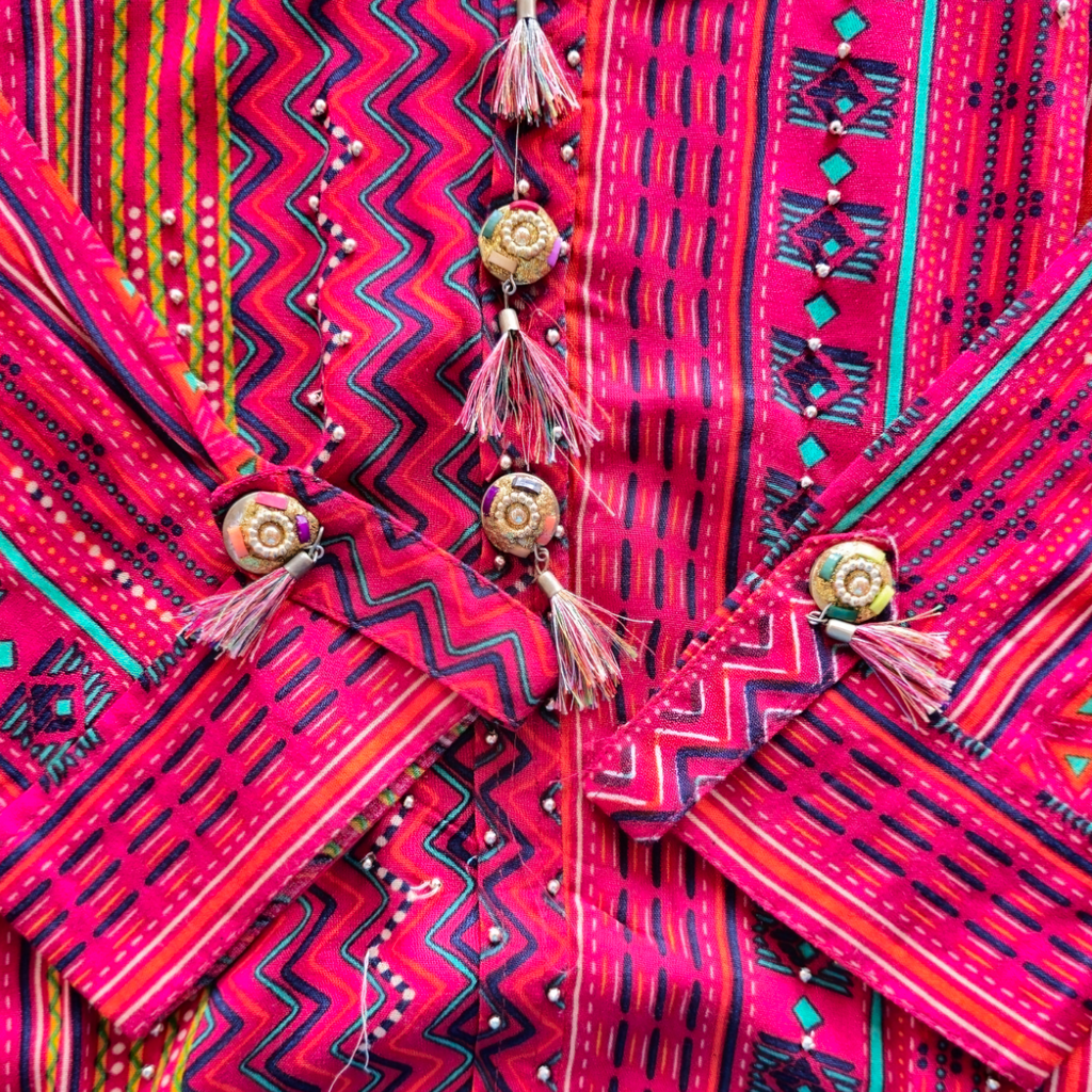 Maroon and Orange Striped Kurti