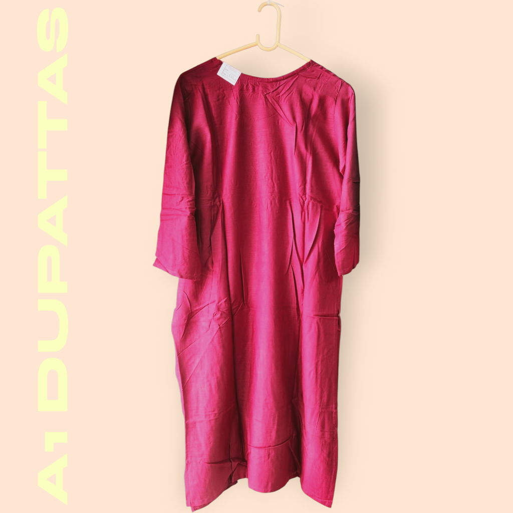Maroon Kurti with Embroidered Neckline