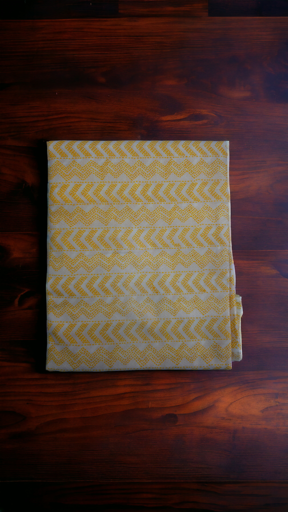 Mustard Yellow Unstitched Suit Set with Chikan Pattern