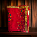 Vibrant Red Cotton Dupatta with Gold Zari Border