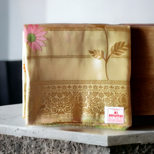 Elegant Banarasi Silk Dupatta with Floral Motif