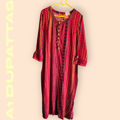 Maroon and Orange Striped Kurti