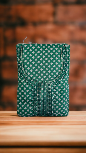 Emerald Green Unstitched  Cotton Suit Set 